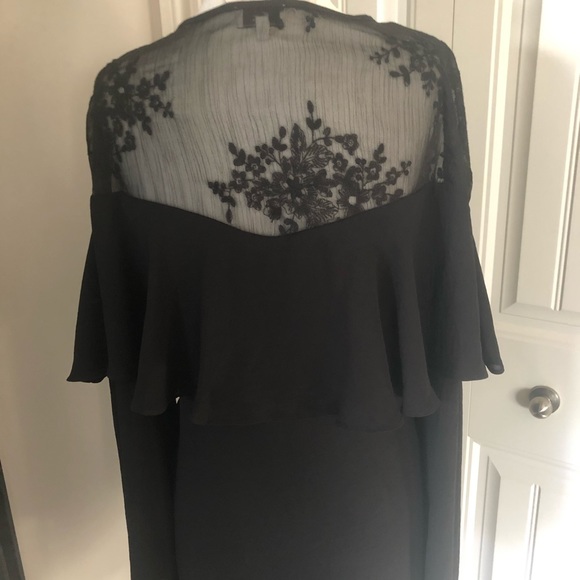 BLACK RUFFLE LACE ORGANZA SWING DRESS SIZE MED - Picture 12 of 14